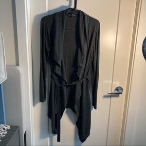 𝅺HILARY RADLEY Sz M Grey Wrap Cardigan With Belt Cozy  And Soft Cascade Front